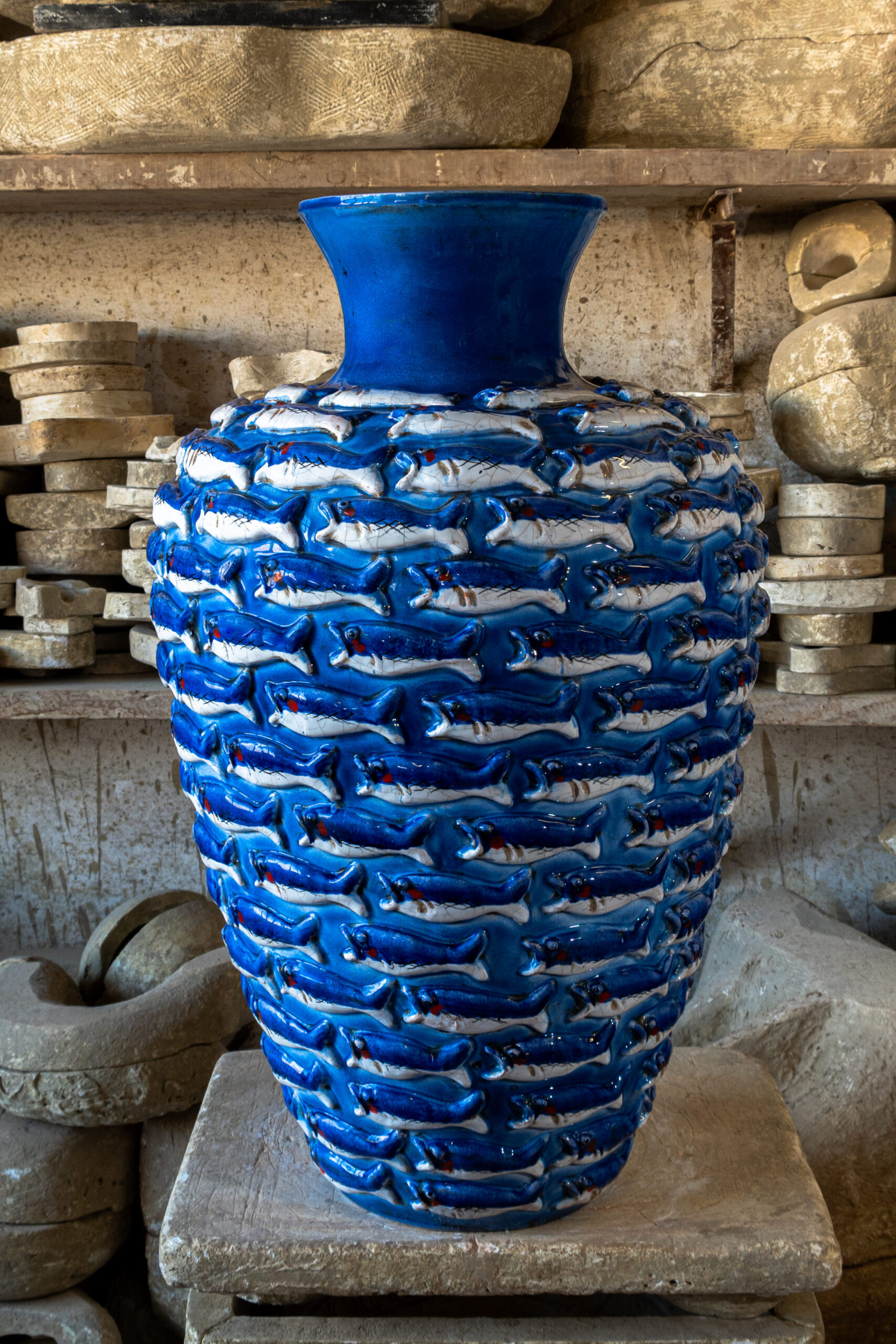 vaso grande con pesci orizzontali H. 82